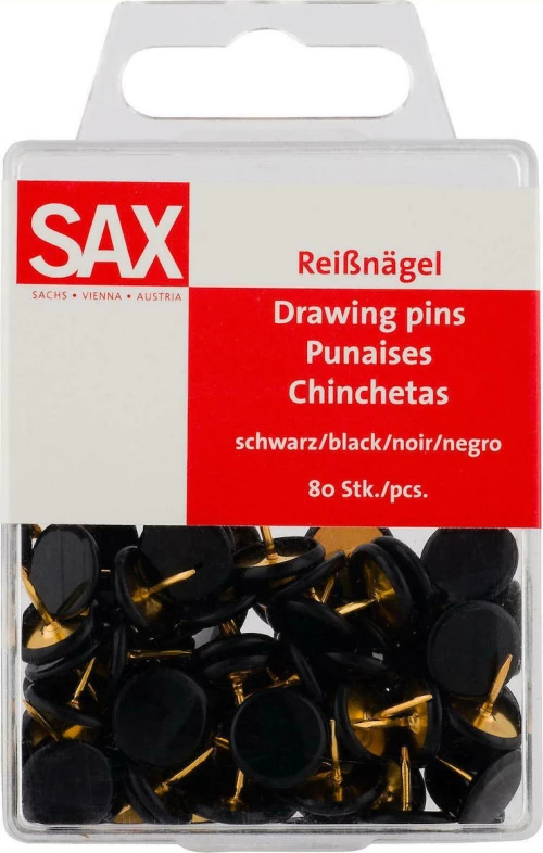 Sax 811 Πινέζες Μαύρες 80τμχ 254015