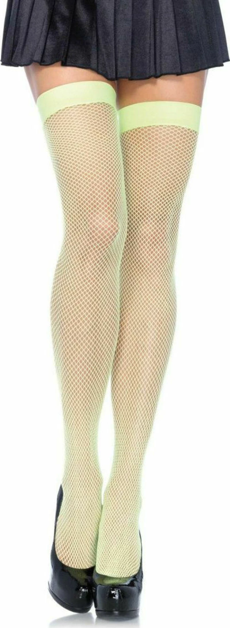 Leg Avenue 9011 Nylon Fishnet Thigh Highs Neon