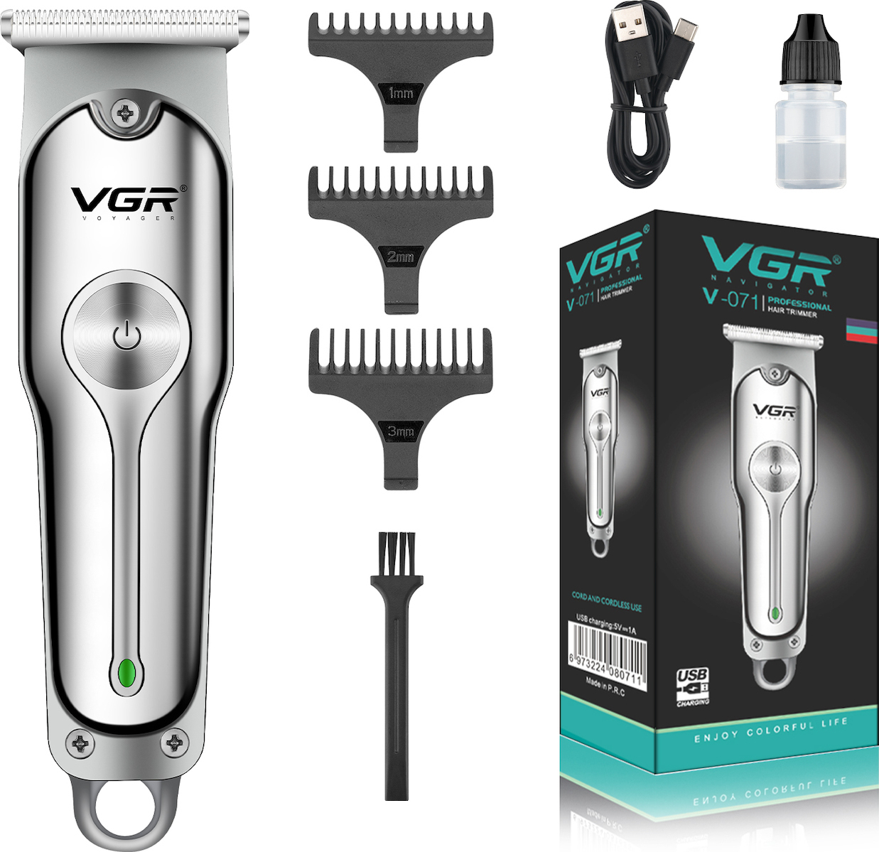 VGR T9 Hair Trimmer Επαγγελματική Κουρευτική Μηχανή V-071