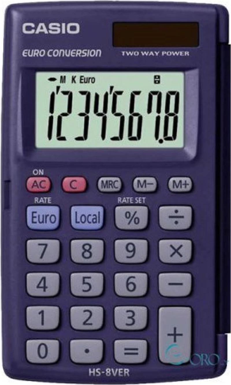 Casio Αριθμομηχανή Απλή Τσέπης HS-8VER 8 Ψηφίων σε Μωβ Χρώμα