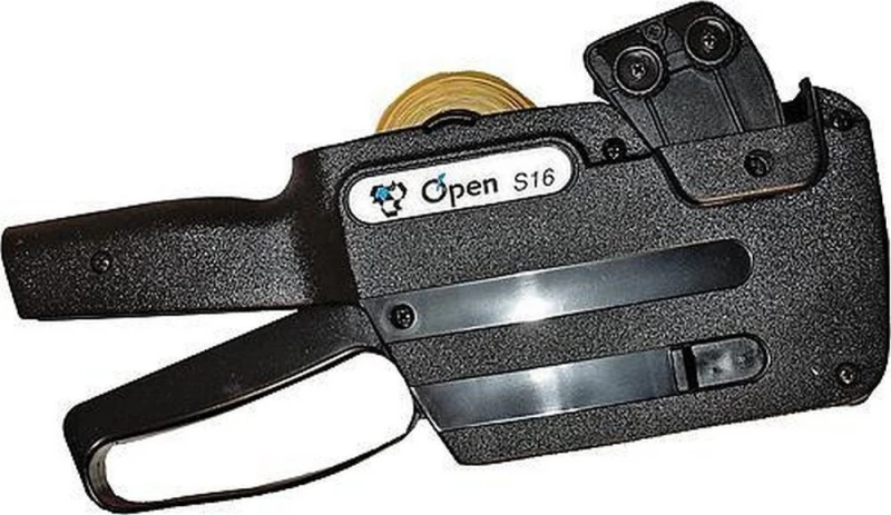 Open S16 Μηχανικός Ετικετογράφος Χειρός Διπλός σε Μαύρο Χρώμα
