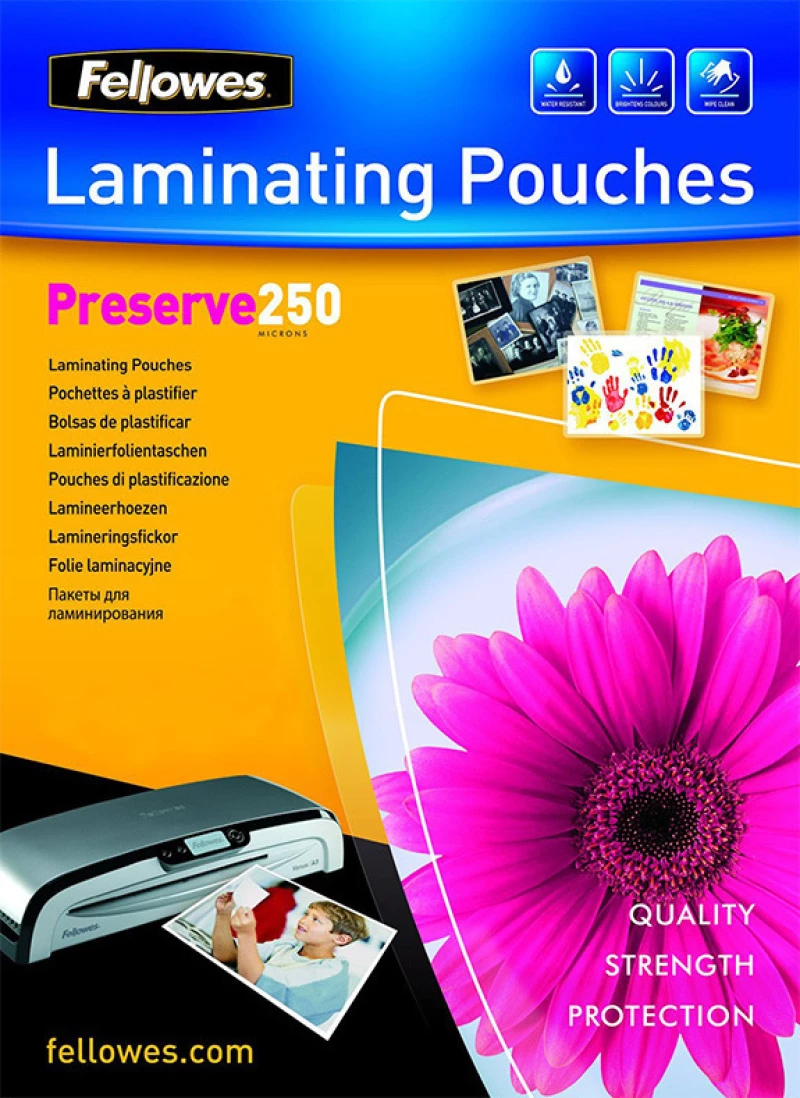 Fellowes A4 Glossy 250 Micron Φύλλα Πλαστικοποίησης 100 Τμχ.