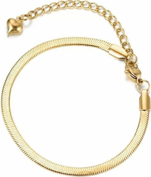 Βραχιόλι anklet snake από ατσάλι επίχρυσο