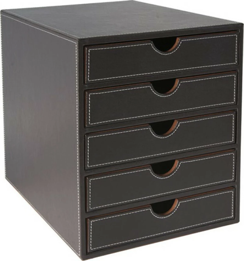Osco Δερμάτινο Συρταράκι Γραφείου 5 Θέσεων 25.5x34x31cm Καφέ