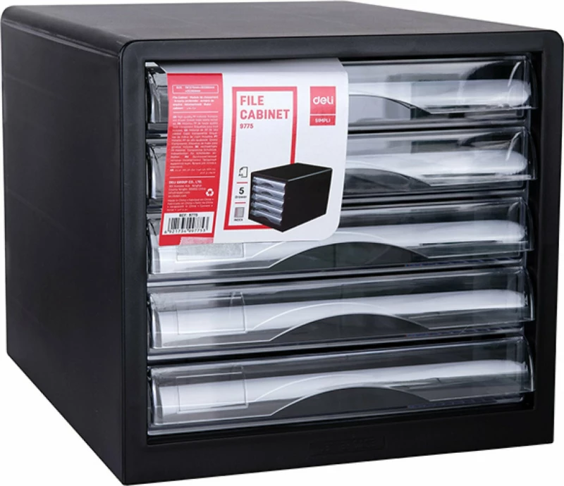 Deli Πλαστικό Συρταράκι Γραφείου 5 Θέσεων 34x34x27.5cm Μαύρο