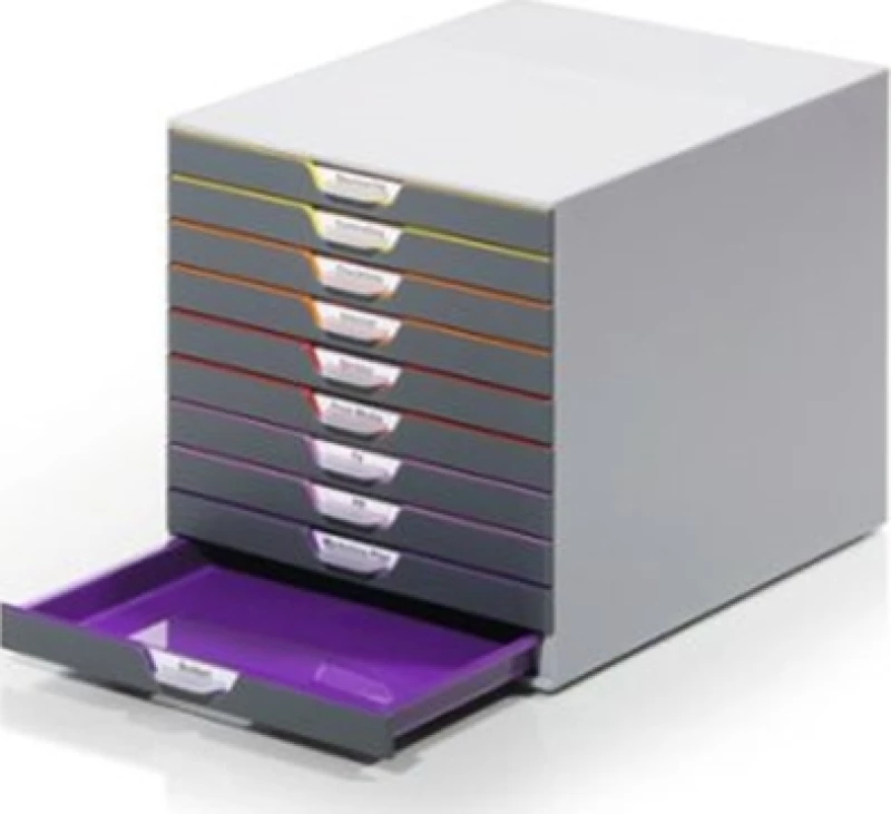 Durable Πλαστικό Συρταράκι Γραφείου 10 Θέσεων 28x35.6x29.2cm Γκρι Varicolor