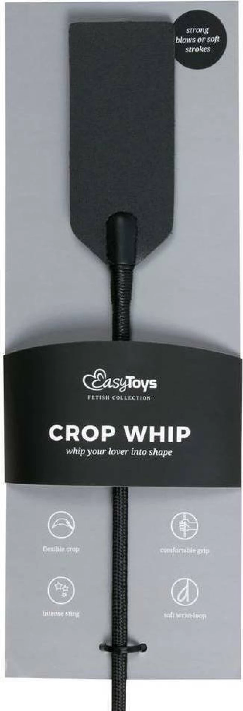 Easytoys Leather Crop Whip Black 73.5cm