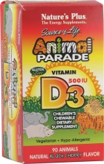 Nature's Plus Animal Parade Vitamin D3 90 μασώμενες ταμπλέτες