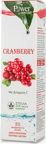 Power Of Nature Cranberry με Βιταμίνη C & Στέβια 20 αναβράζοντα δισκία