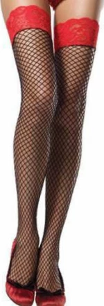 Black Stocking with red lace