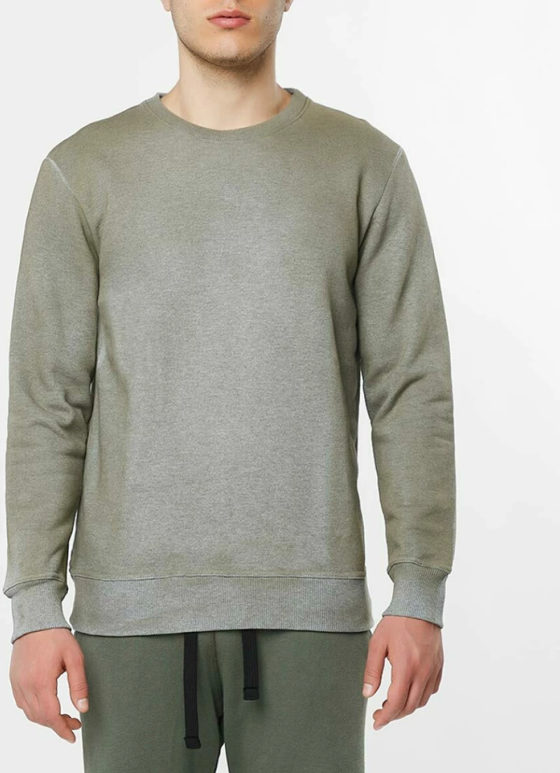 The Project Garments Acid Dye Organic Cotton Crew Neck Sweatshirt Melange Grey