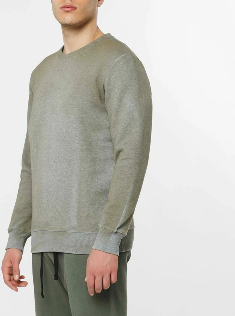 The Project Garments Acid Dye Organic Cotton Crew Neck Sweatshirt Melange Grey