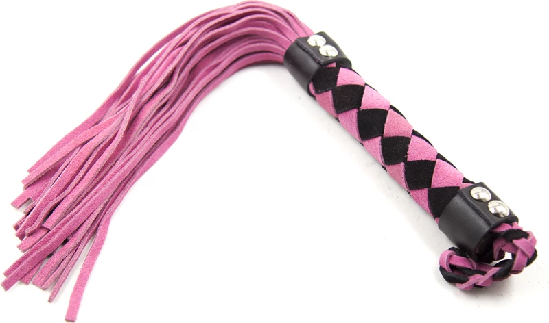 Naughty Toys Δερμάτινο Μαστίγιο 38cm Ροζ / Μαύρο