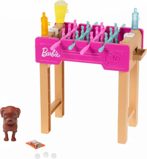 Barbie Έπιπλα Σετ Σκυλάκι & Επιτραπέζιο ποδοσφαιράκι