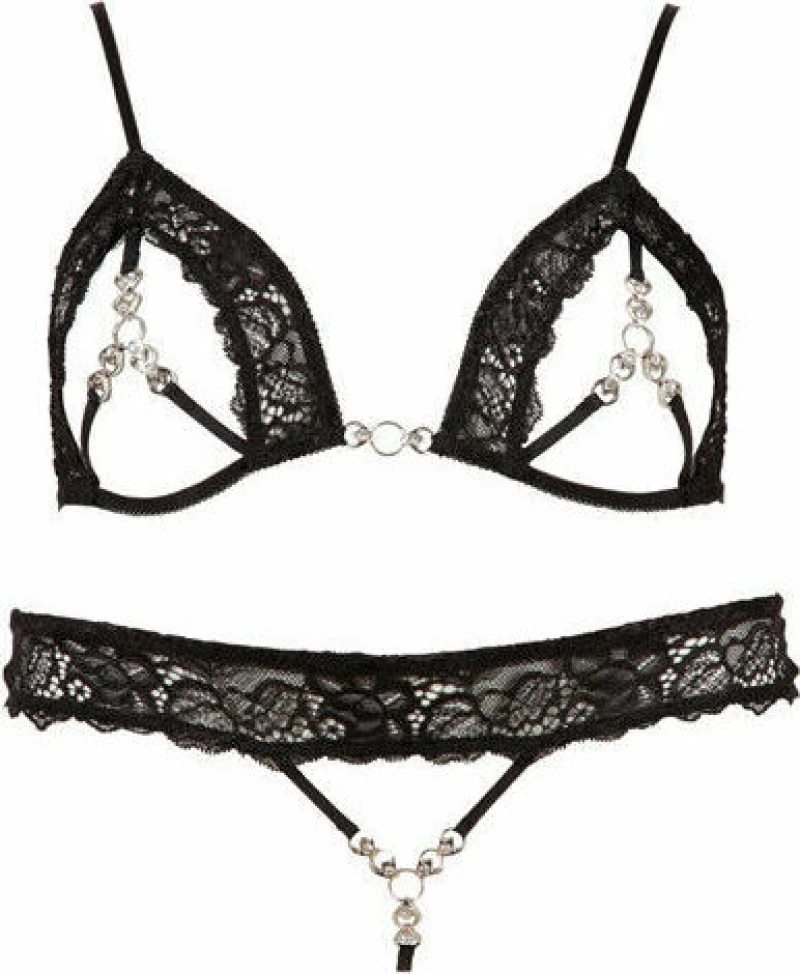 Cottelli Collection Bra Set with String Black Strass