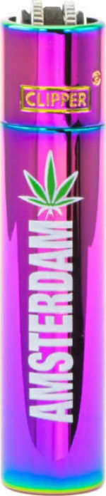 Clipper Αναπτήρας Μεταλλικός Μεγάλος - Amsterdam Leaf Icy Metal