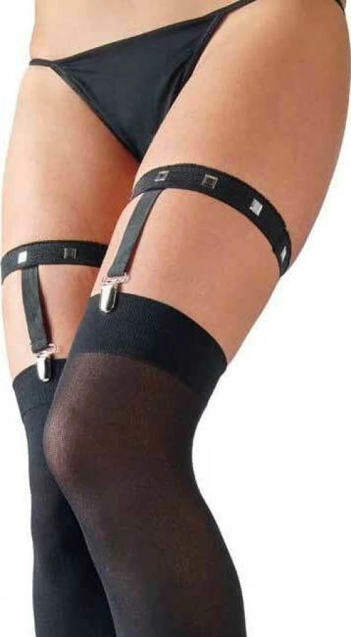 Cottelli Collection Stockings with Suspenders Black