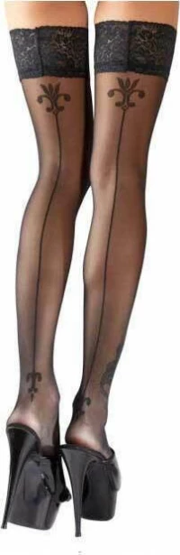 Cottelli Collection Stay-up Stockings with Decorative Back Seam Black