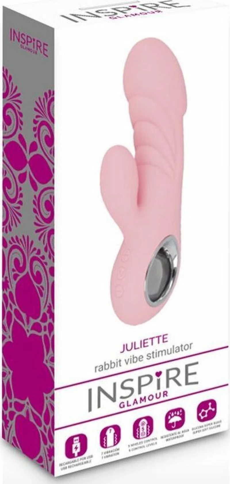 Inspire Glamour Juliette Rabbit Vibe Stimulator Pink 15.8cm