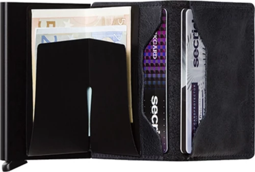 Secrid Slimwallet Vintage Δερμάτινο Ανδρικό Πορτοφόλι Καρτών με RFID και Μηχανισμό Slide Μαύρο