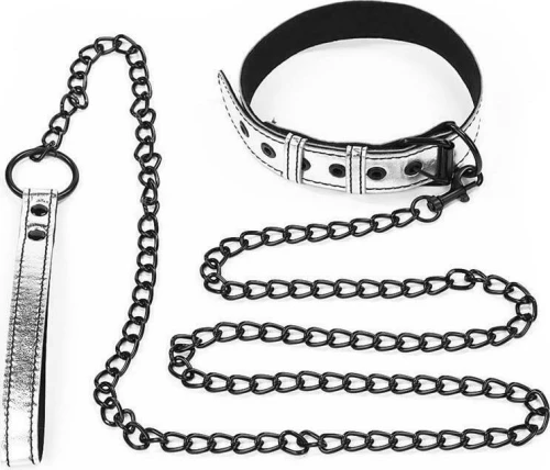 LOVETOY COLLAR WITH LEASH SILVER