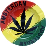 Μεταλλικό Τασάκι - Σχέδιο Amsterdam Rasta Leaf
