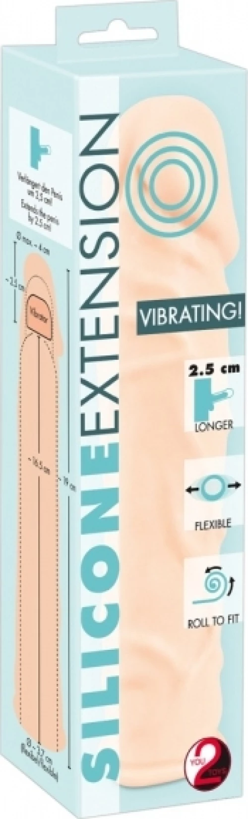 You2Toys Silicone Extension Vibrating 19cm Flesh