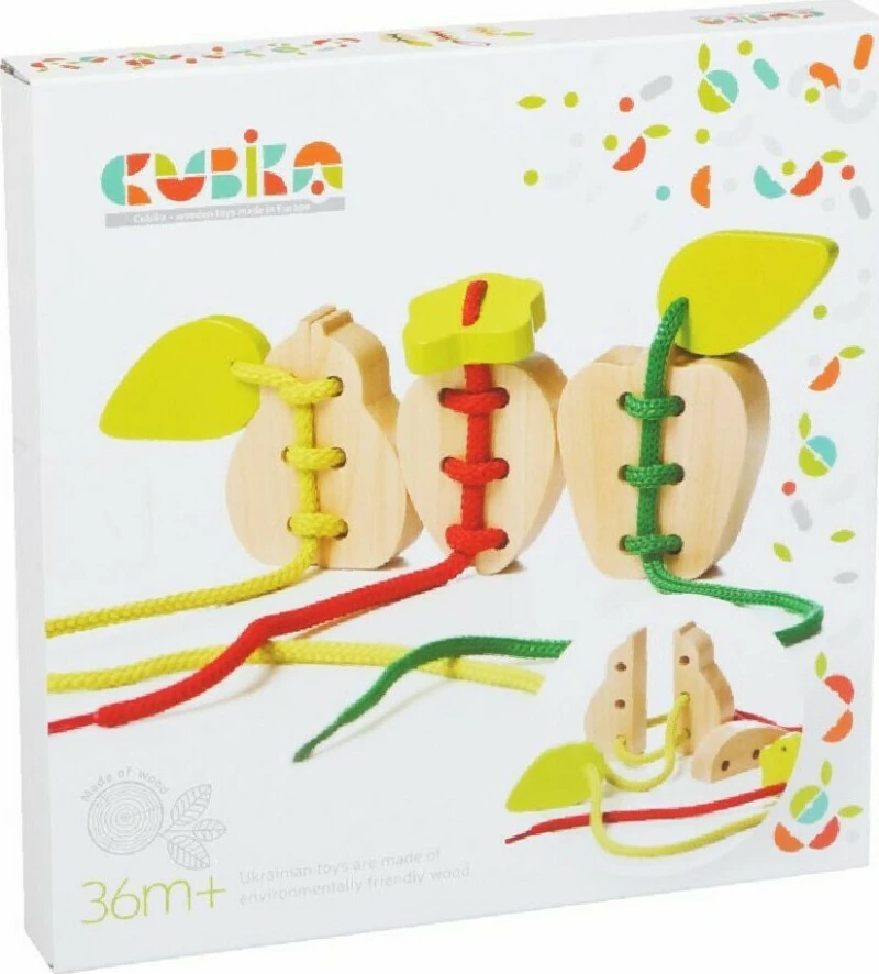 Cubika Ξύλινο Παιχνίδι Λεπτής Κινητικότητας 'Φρούτα στο κορδόνι'