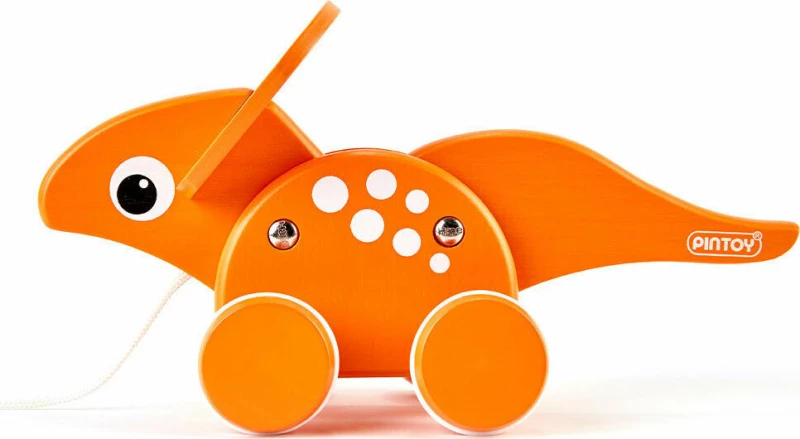 Pin Toys Ξύλινη Τρεχαλίτσα Δεινόσαυρος Τρικεράτωψ