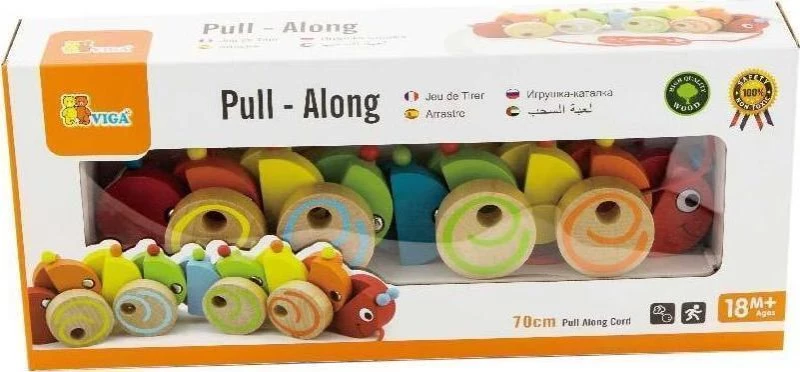 Viga Toys Τραβηχτή Τρεχαλίτσα Κάμπια