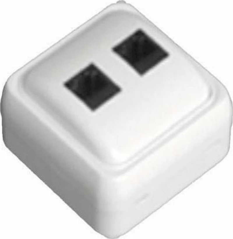 Eurolamp Mini Πρίζα Τηλεφώνου με Πλαίσιο Διπλή σε Λευκό Χρώμα 147-16244