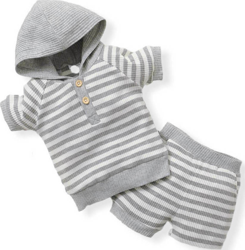 Baby Casual Ribbed Set - Grey