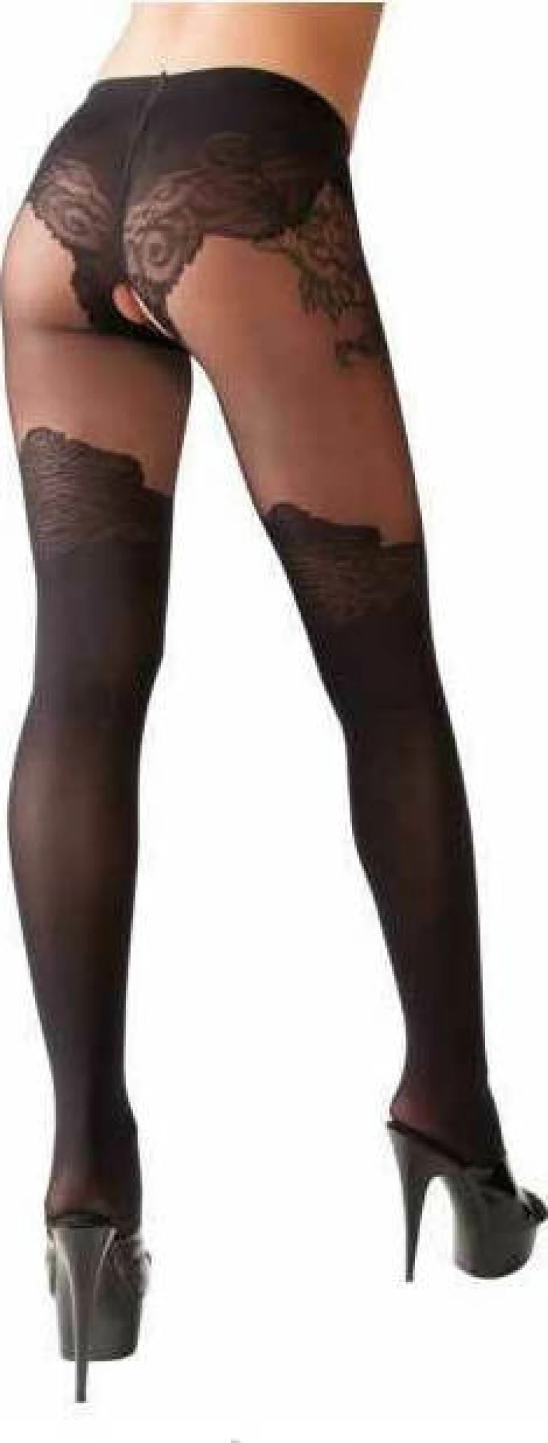 Cottelli Collection Crotchless Sexy Tights Black
