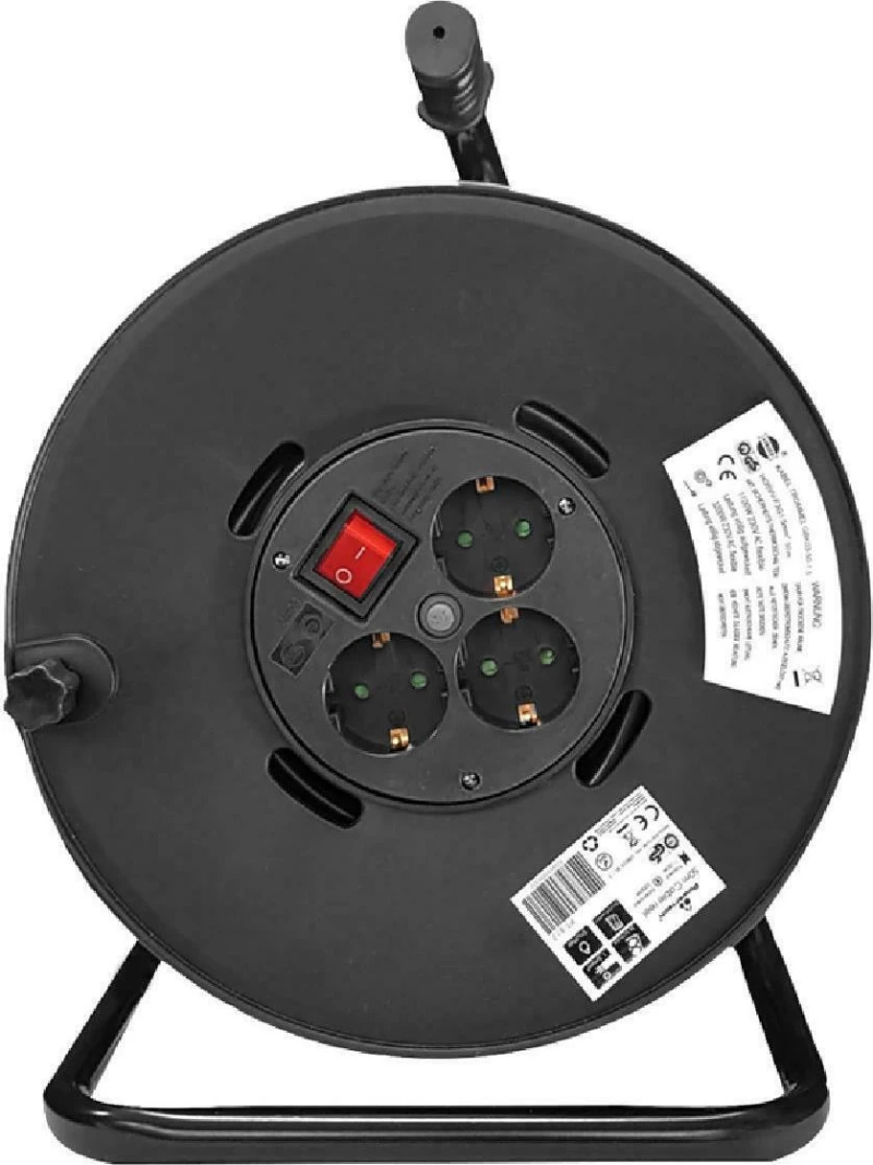 Powertech Μπαλαντέζα Καρούλι 3 Θέσεων με Καλώδιο 25m Μαύρη