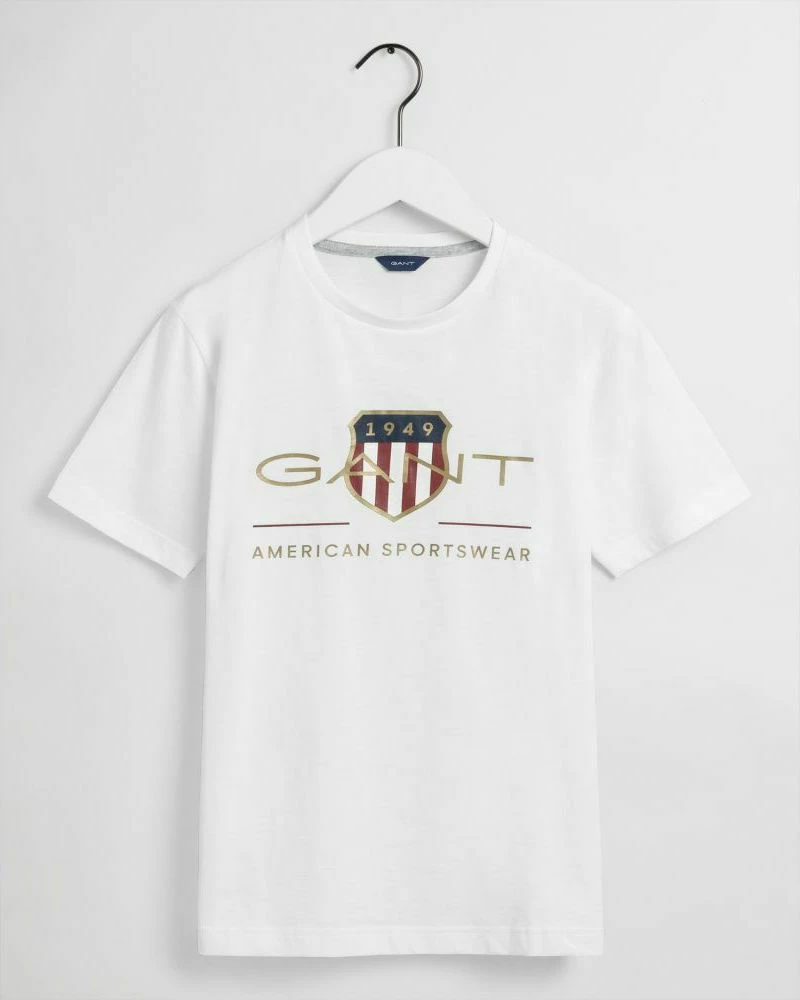 Gant Παιδικό T-shirt για Αγόρι Λευκό T-Shirt "Logo Shield"
