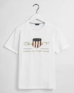 Gant Παιδικό T-shirt για Αγόρι Λευκό T-Shirt "Logo Shield"