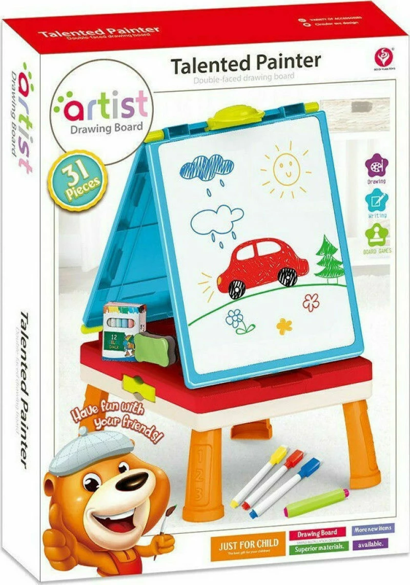 Zita Toys Πίνακας 2 Όψεων Με Τραπεζάκι Μπλε