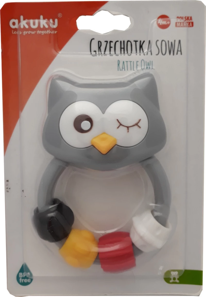 Akuku Baby Rattle Owl Grey
