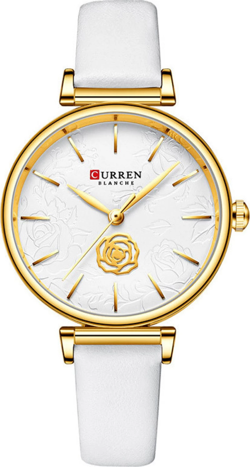 Curren 9078 Ρολόι με Δερμάτινο Λουράκι σε Λευκό χρώμα
