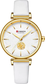 Curren 9078 Ρολόι με Δερμάτινο Λουράκι σε Λευκό χρώμα