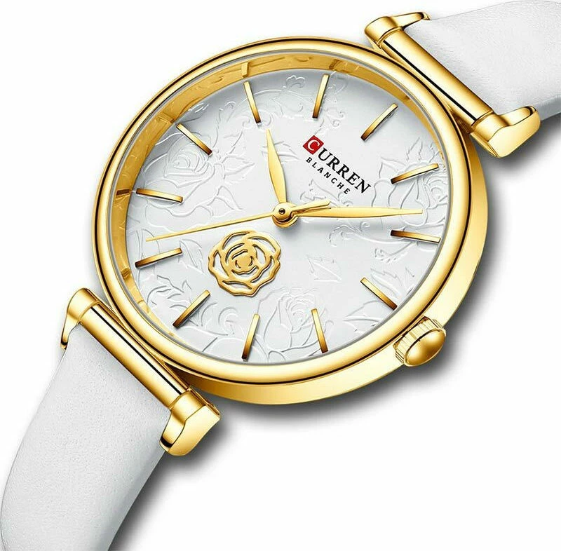 Curren 9078 Ρολόι με Δερμάτινο Λουράκι σε Λευκό χρώμα