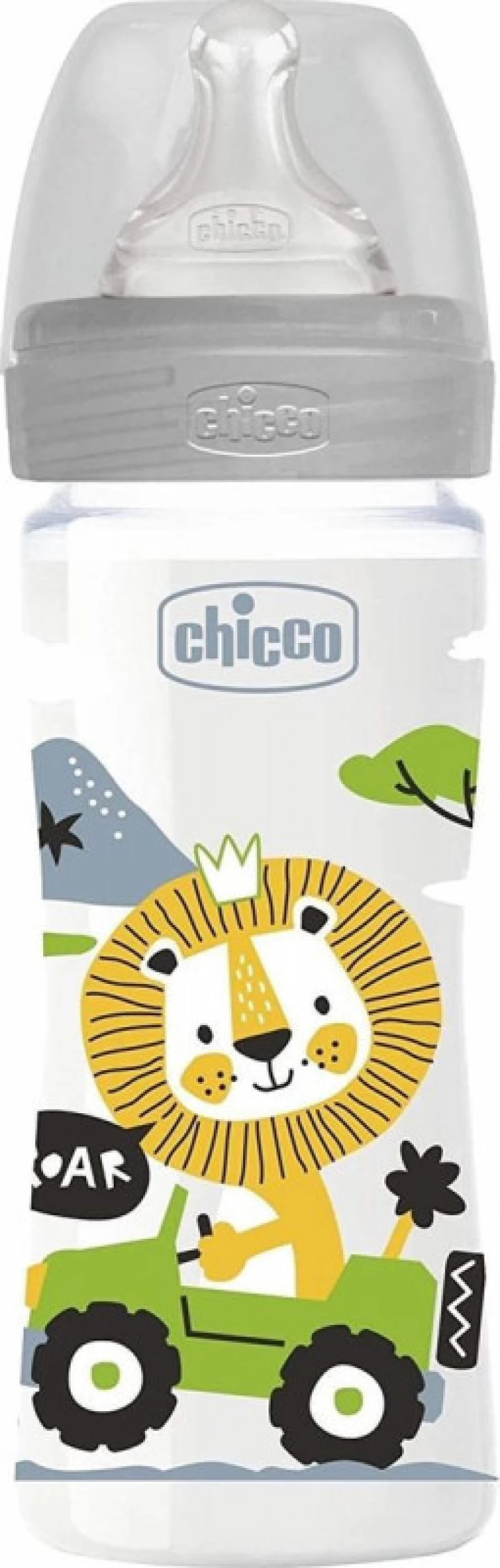 Chicco Μπιμπερό Well Being Πλαστικό Lion Grey 4m+ 250ml