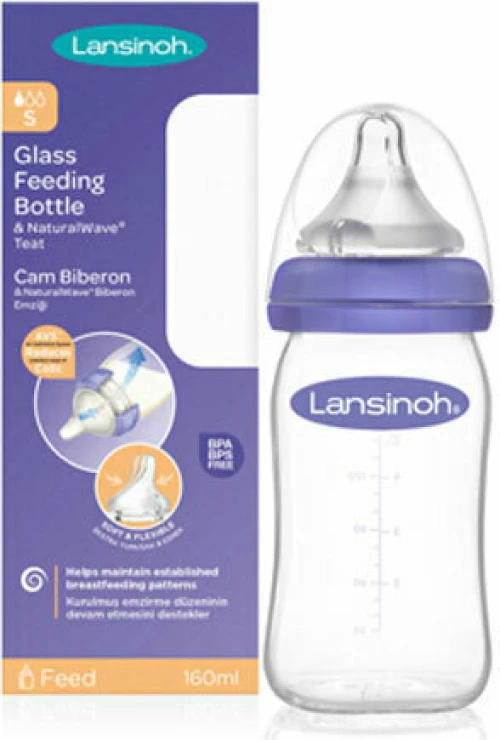 Lansinoh Μπιμπερό Γυάλινο Αργής Ροής 160ml