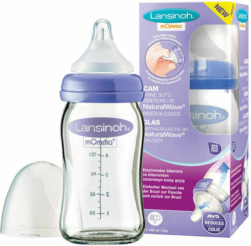 Lansinoh Μπιμπερό Γυάλινο Αργής Ροής 160ml