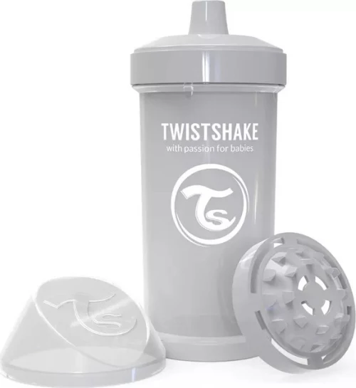 Twistshake Εκπαιδευτικό Μπιμπερό Kid Cup 18m+ Pastel Grey 360ml