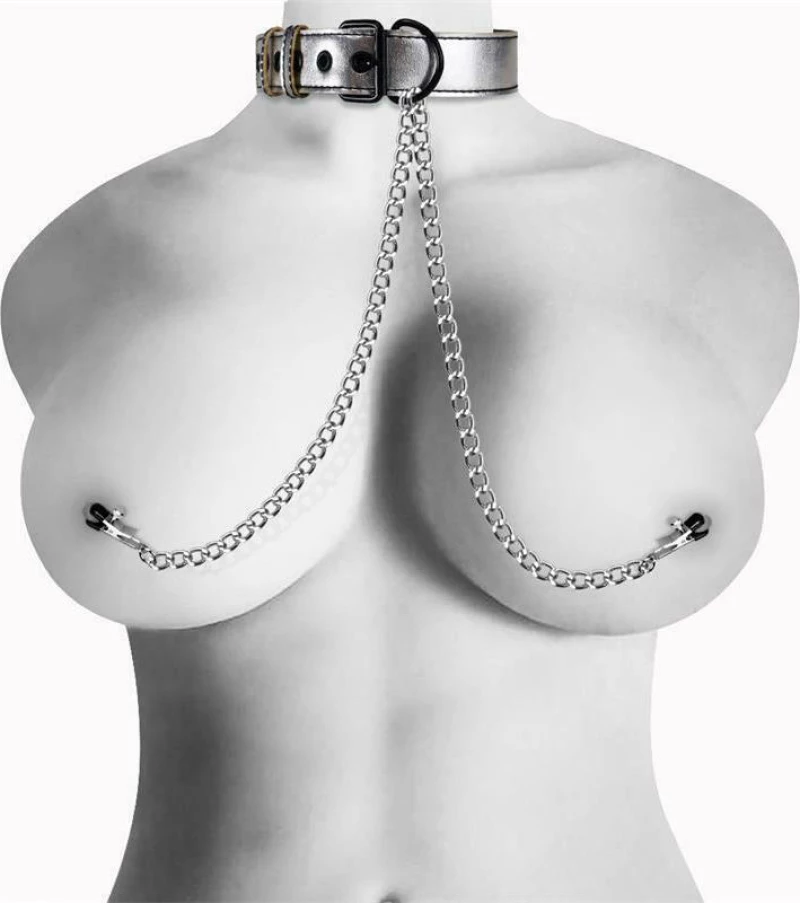 Lovetoy Collar with Nipple Clamps Silver