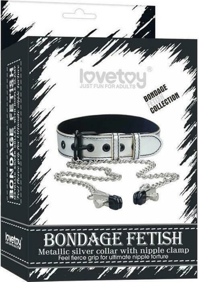 Lovetoy Collar with Nipple Clamps Silver