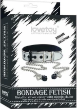 Lovetoy Collar with Nipple Clamps Silver