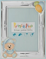 Prince Silvero Κορνίζα Ασημένια Αρκουδάκι MA/146-DC Μπλε 9x13cm