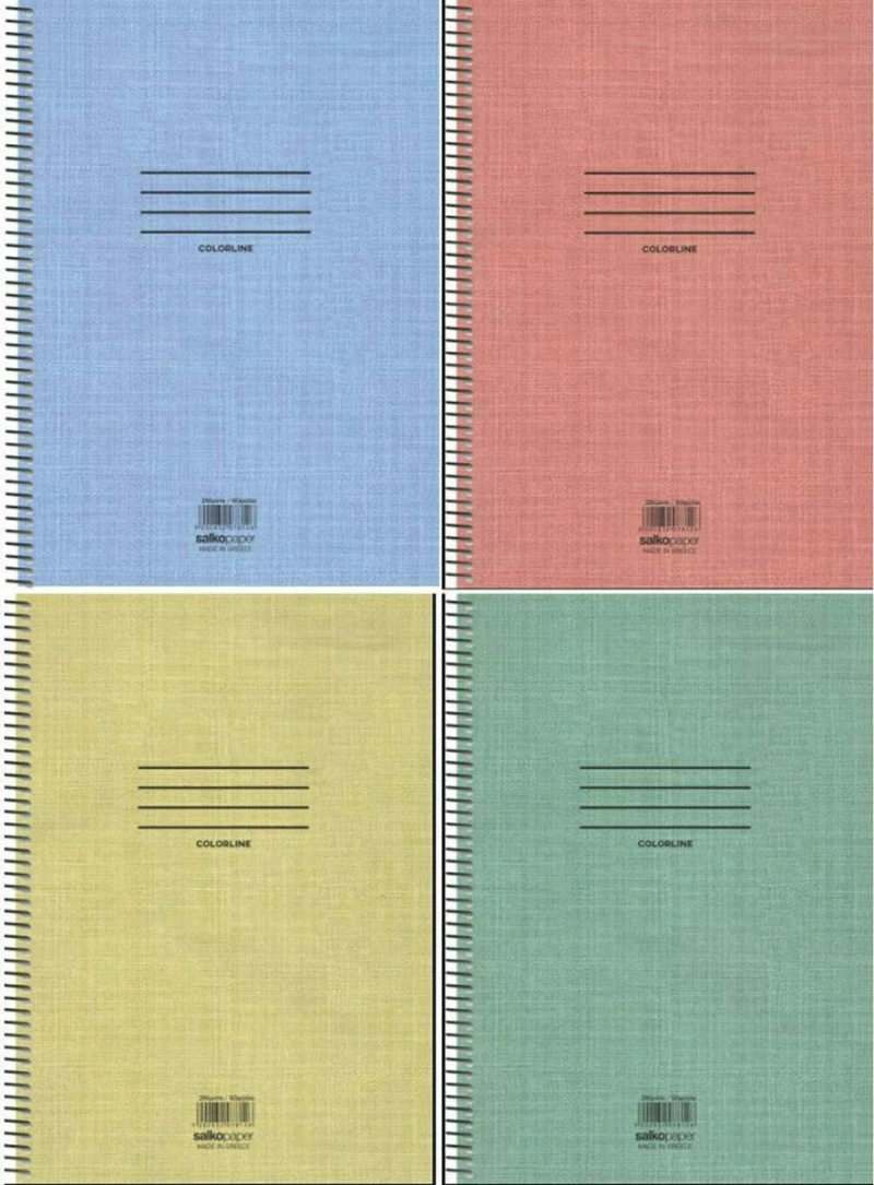 Salko Paper Σπιράλ Τετράδιο Ριγέ Α4 5 Θεμάτων Colorline (Διάφορα Χρώματα)